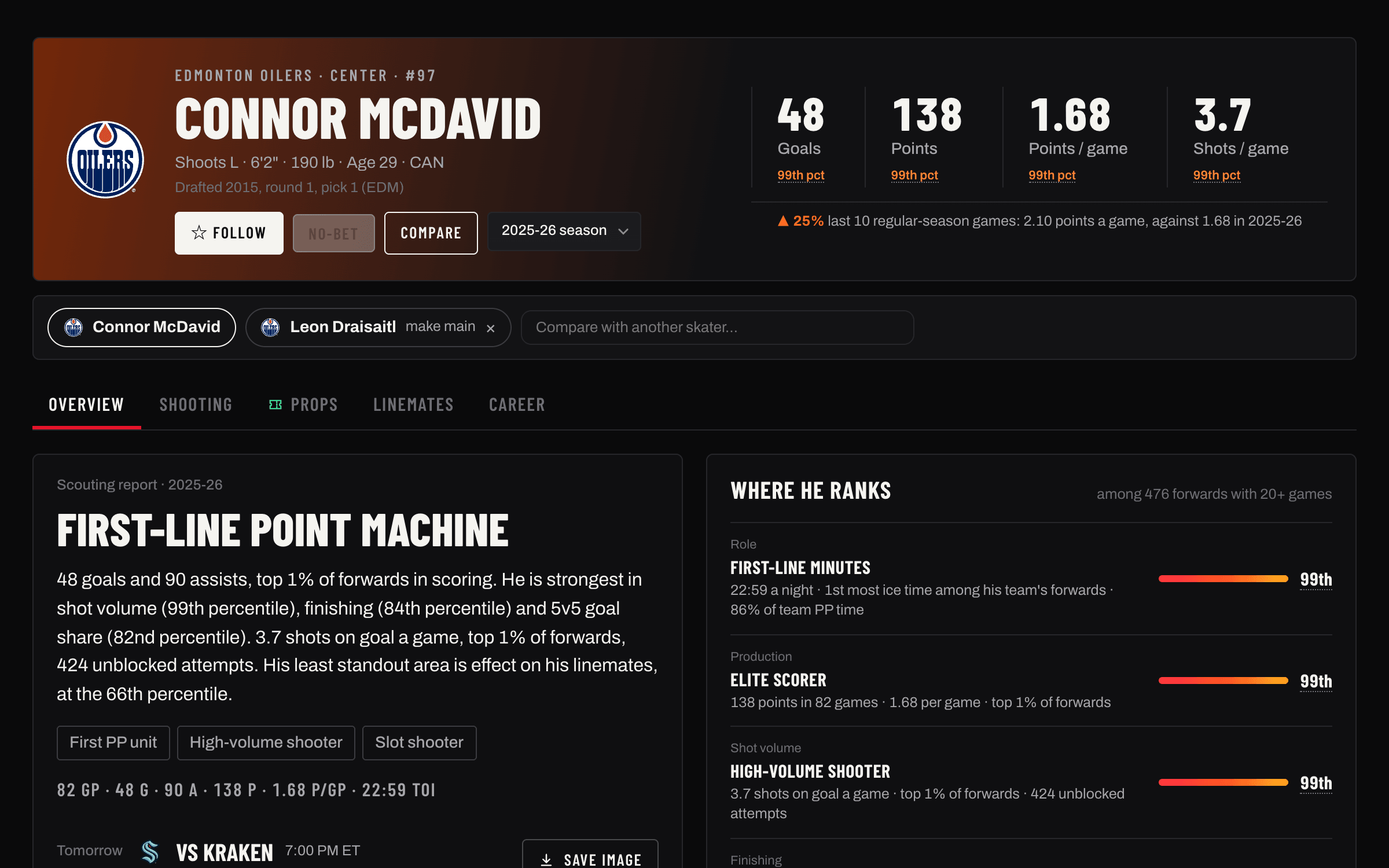 Player Compare: screenshot